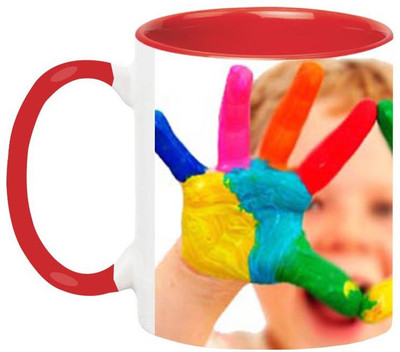 ARTBUG Holi Ceramic -397-Red Ceramic Coffee Mug(350 ml)