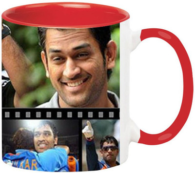 ARTBUG MS Dhoni -990-Red Ceramic Coffee Mug(350 ml)