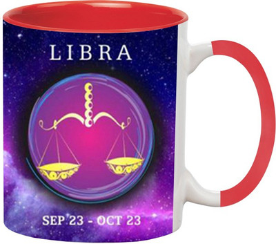 ARTBUG Libra Zodiac Sign -655-Red Ceramic Coffee Mug(350 ml)