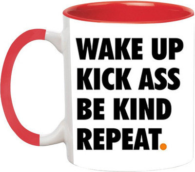 ARTBUG Wake Up Kick -1869-Red Ceramic Coffee Mug(350 ml)