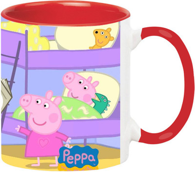 ARTBUG Peppa Pig Cartoon -2321-Red Ceramic Coffee Mug(350 ml)