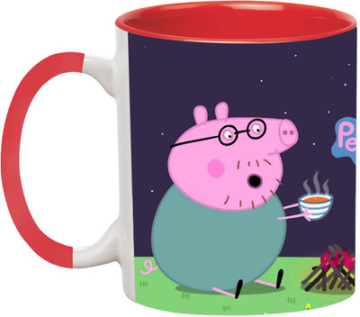 ARTBUG Peppa Pig Cartoon -2346-Red Ceramic Coffee Mug(350 ml)