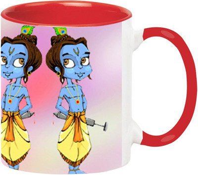ARTBUG Holi Ceramic -392-Red Ceramic Coffee Mug(350 ml)