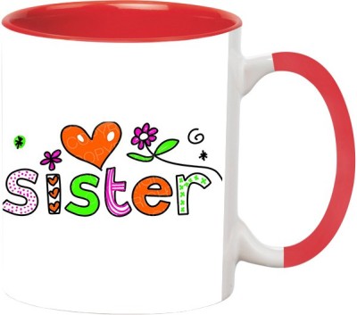 ARTBUG Love Sister -1456-Red Ceramic Coffee Mug(350 ml)