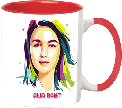 ARTBUG Alia Bhatt -761-Red Ceramic Coffee Mug(350 ml)
