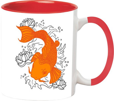 ARTBUG Fish -762-Red Ceramic Coffee Mug(350 ml)