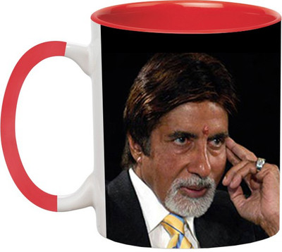 ARTBUG Amitabh Bachan Ceramic -520-Red Ceramic Coffee Mug(350 ml)