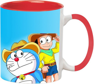 ARTBUG Doraemon Cartoon -1413-Red Ceramic Coffee Mug(350 ml)