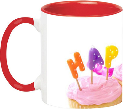 ARTBUG Happy Birthaday -1563-Red Ceramic Coffee Mug(350 ml)