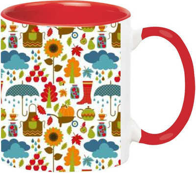 ARTBUG Printed -983-Red Ceramic Coffee Mug(350 ml)