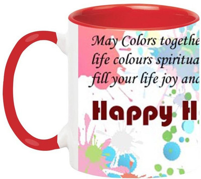 ARTBUG Holi Ceramic -396-Red Ceramic Coffee Mug(350 ml)