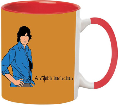 ARTBUG Amitabh Bachan -754-Red Ceramic Coffee Mug(350 ml)