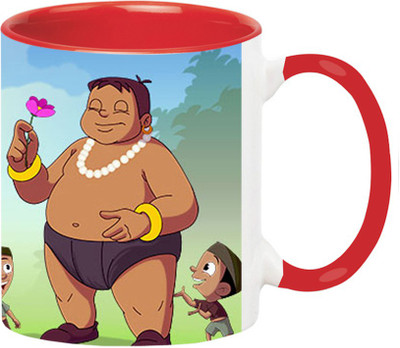 ARTBUG Chhota Bheem And Team -1258-Red Ceramic Coffee Mug(350 ml)
