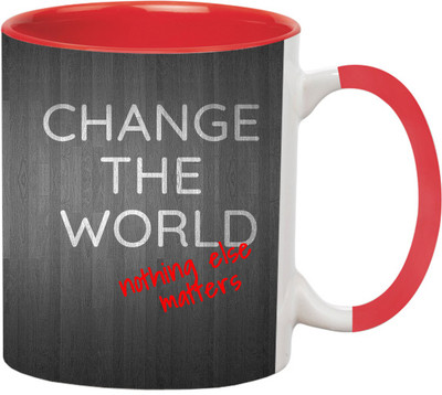 ARTBUG Change The World -1179-Red Ceramic Coffee Mug(350 ml)