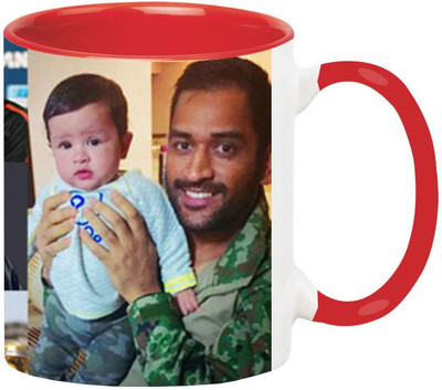 ARTBUG MS Dhoni -997-Red Ceramic Coffee Mug(350 ml)