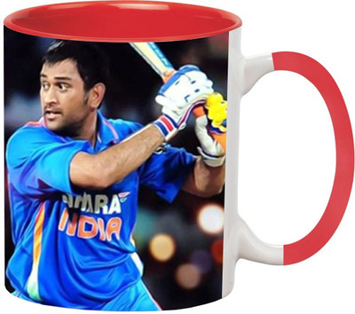 ARTBUG MS Dhoni -786-Red Ceramic Coffee Mug(350 ml)