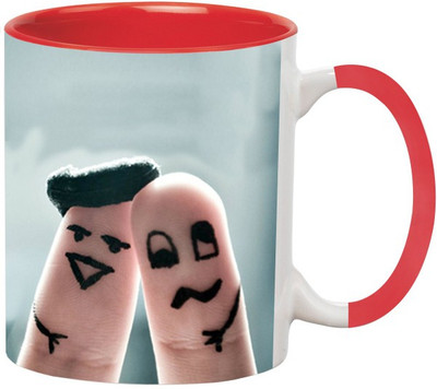 ARTBUG Friendship Ceramic -433-Red Ceramic Coffee Mug(350 ml)