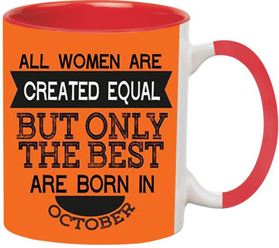 ARTBUG Born in October -913-Red Ceramic Coffee Mug(350 ml)