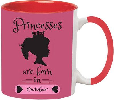 ARTBUG Born in October Princess -938-Red Ceramic Coffee Mug(350 ml)