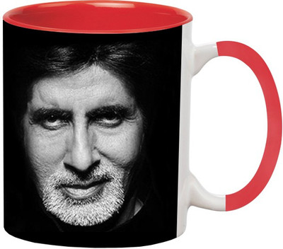 ARTBUG Amitabh Bachan Ceramic -521-Red Ceramic Coffee Mug(350 ml)