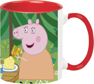 ARTBUG Peppa Pig Cartoon -2323-Red Ceramic Coffee Mug(350 ml)