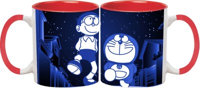 ARTBUG Doraemon & Nobita Cartoon -1709-Red Ceramic Coffee Mug(350 ml)