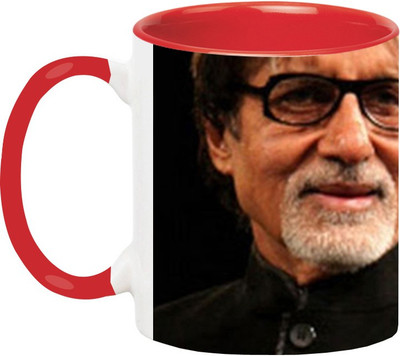 ARTBUG Amitabh Bachan Ceramic -518-Red Ceramic Coffee Mug(350 ml)