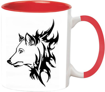 ARTBUG Gray wolf -1638-Red Ceramic Coffee Mug(350 ml)
