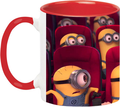 ARTBUG Minions in Hall Cartoon -2122-Red Ceramic Coffee Mug(350 ml)