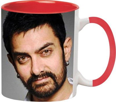 ARTBUG Aamir Khan Ceramic -504-Red Ceramic Coffee Mug(350 ml)