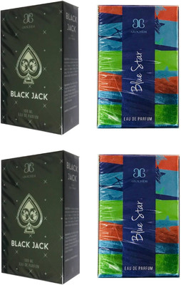 

Arochem 2 Black Jack and 2 Blue Star Perfume 100ML Each (Pack of 4) Eau de Parfum - 400 ml(For Men & Women)