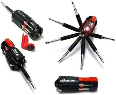 American Sia Multifunctional 8 In 1 Screwdriver set with Led torch Screwdriver Bit Set (Pack of 1) Combination Screwdriver Set(Pack of 1)
