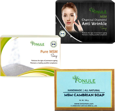 

Ionule MSM Charcoal Anti-Wrinkle, Pure MSM For Natural Beauty And Cambrian Soap Pack of 3(300 g, Pack of 3)