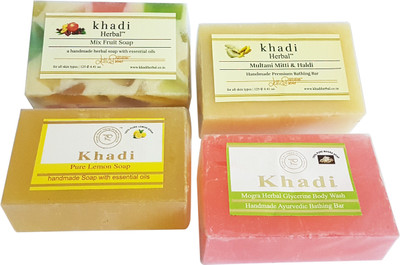 

Khadi Herbal Natural Handmade Soaps, Pack of 4(125 g, Pack of 4)