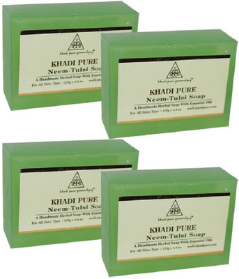 Khadi Pure Herbal Neem Tulsi Soap - 125g (Set of 4)(500 g, Pack of 4)