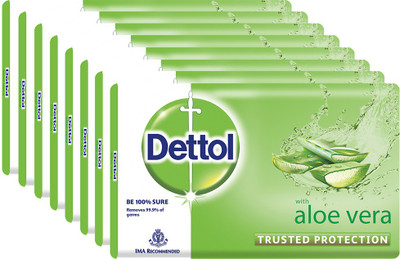 

Dettol Bathing Bar Soap, Aloe Vera(800 g, Pack of 8)