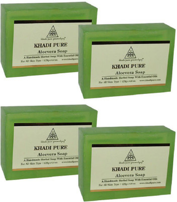 Khadi Pure Herbal Aloevera Soap - 125g (Set of 4)(500 g, Pack of 4)