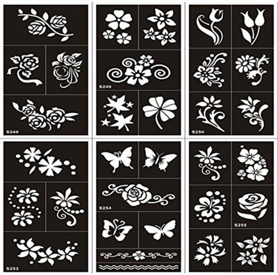 

ivana's Henna Tattoo Stencil (Set for 6) Women Girls Hand Finger Body Paint Temporary Tattoo(Hand, Body)