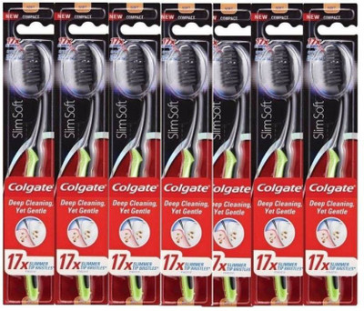 

Colgate 360 Slimsoft Deep Cleaning, Yet Gentle + Charcoal Bristles Ultra Soft Toothbrush(Pack of 7)
