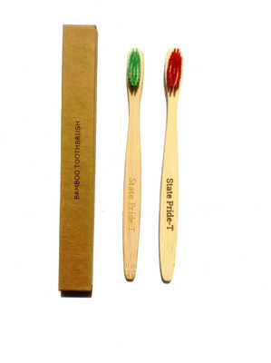 

State Pride-T Bamboo pack of 2 Medium Toothbrush(Pack of 2)