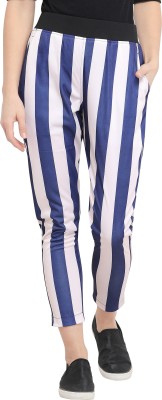 Yuvraah Striped Women White, Blue Track Pants