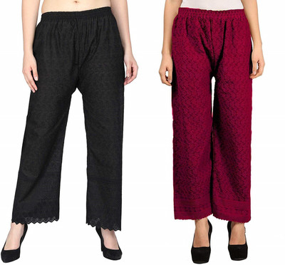 SriSaras Regular Fit Women Maroon, Black Trousers