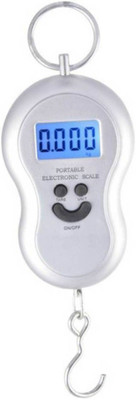 

Granny Smith 50Kg Portable Hanging Luggage Weight Machine Digital for Weighing Household Items Smiley Pocket Weighing Scale(Silver)