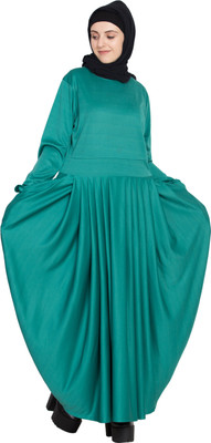 Nazneen Polyester Solid Abaya(Green)