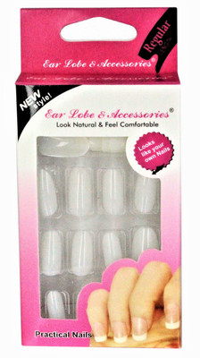 

Ear Lobe & Accessories White Round Tip Full Covrage 24pcs Nails white(Pack of 24)