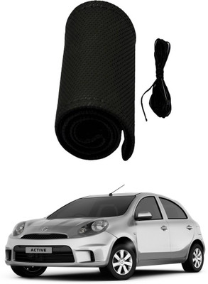 AYW Hand Stiched Steering Cover For Nissan Micra Active(Black, Leather)