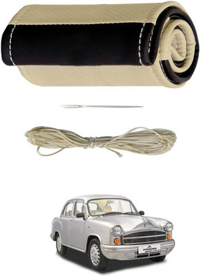 AYW Hand Stiched Steering Cover For HM Ambassador 2.0D(Beige, Brown, Leather)