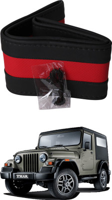 AYW Hand Stiched Steering Cover For Mahindra Thar(Black, Red, Leather)
