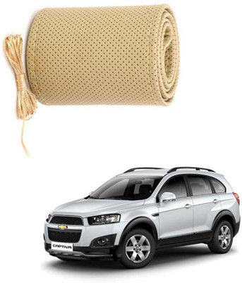 AYW Hand Stiched Steering Cover For Chevrolet Captiva(Beige, Leather)