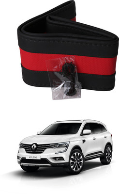 AYW Hand Stiched Steering Cover For Renault Koleos(Black, Red, Leather)